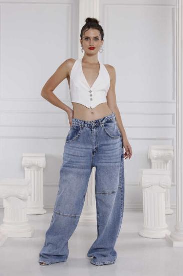 Kadın Açık mavi Baggy Denim Jeans Pantolon | MSC1014-Açık mavi