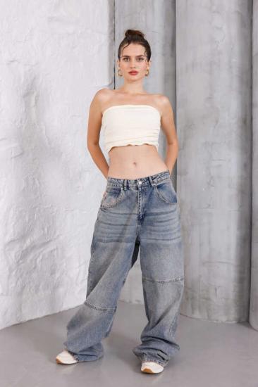 Kadın Mavi Baggy Denim Jeans Pantolon | MSC1014