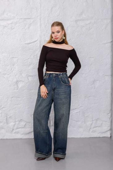 Kadın Mavi Baggy Denim Jeans Pantolon | MSC1005