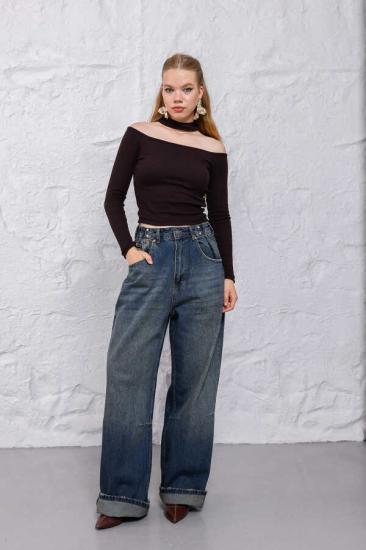 Kadın Mavi Baggy Denim Jeans Pantolon | MSC1005