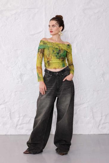 Kadın Siyah Baggy Denim Jeans Pantolon | MSC1004