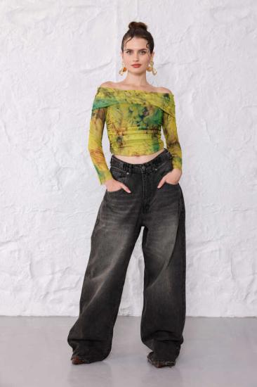 Kadın Siyah Baggy Denim Jeans Pantolon | MSC1004