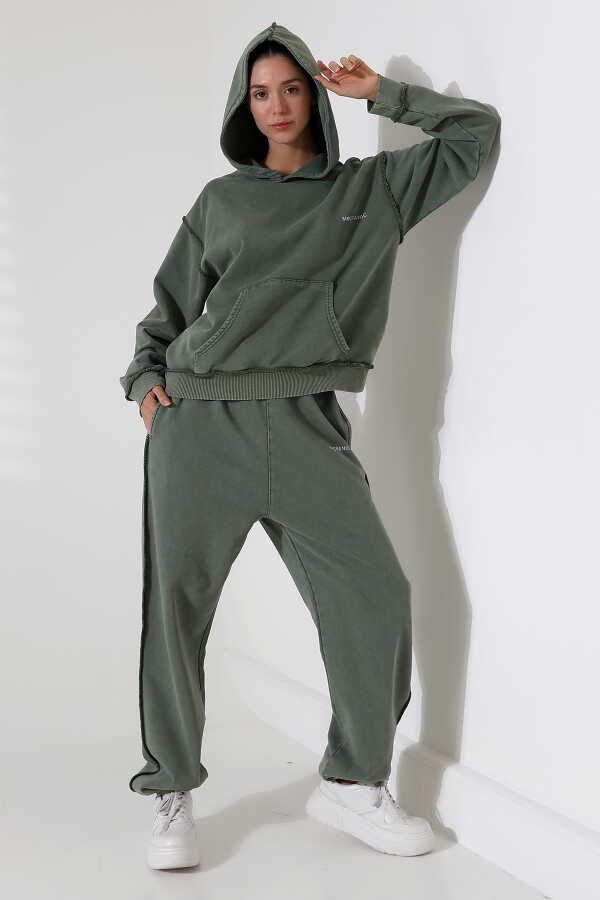 Kadın Yeşil Sweatshirt Eşofman Takımı | MSC313-Yeşil
