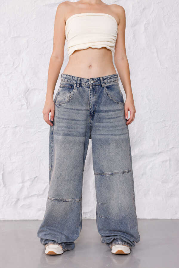 Kadın Mavi Baggy Denim Jeans Pantolon | MSC1014