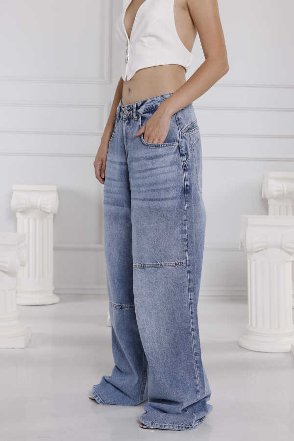 Kadın Açık mavi Baggy Denim Jeans Pantolon | MSC1014-Açık mavi