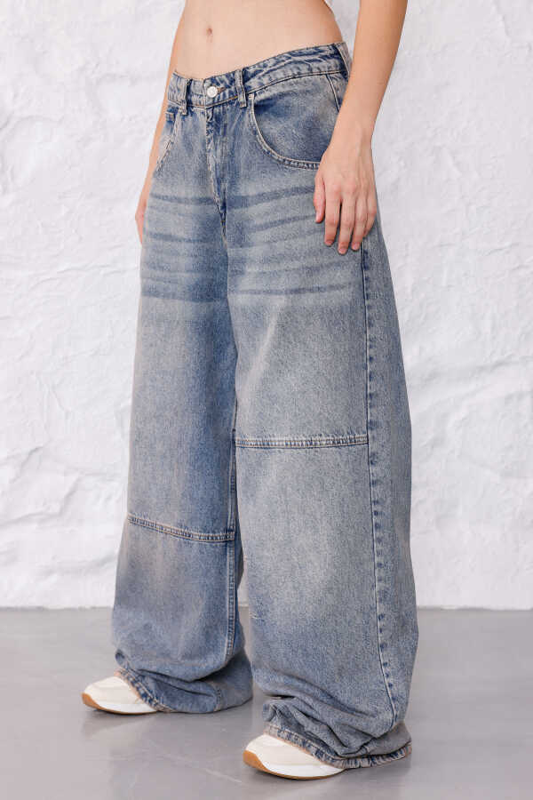 Kadın Mavi Baggy Denim Jeans Pantolon | MSC1014