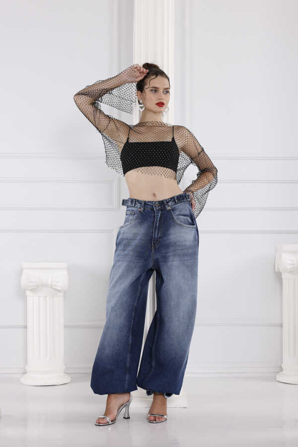 Kadın Mavi Baggy Denim Jeans Pantolon | MSC1002