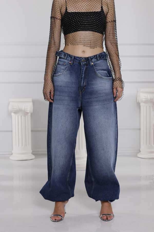 Kadın Mavi Baggy Denim Jeans Pantolon | MSC1002