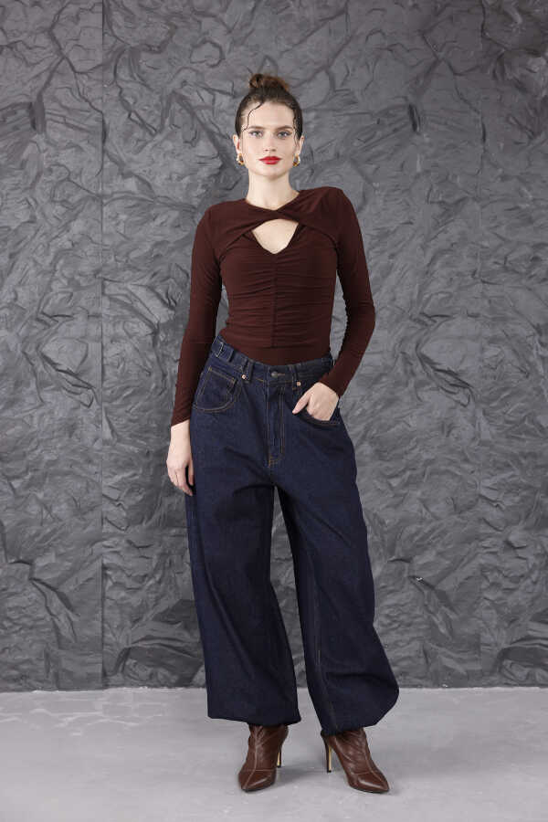 Kadın Mavi Baggy Denim Jeans Pantolon | MSC1016
