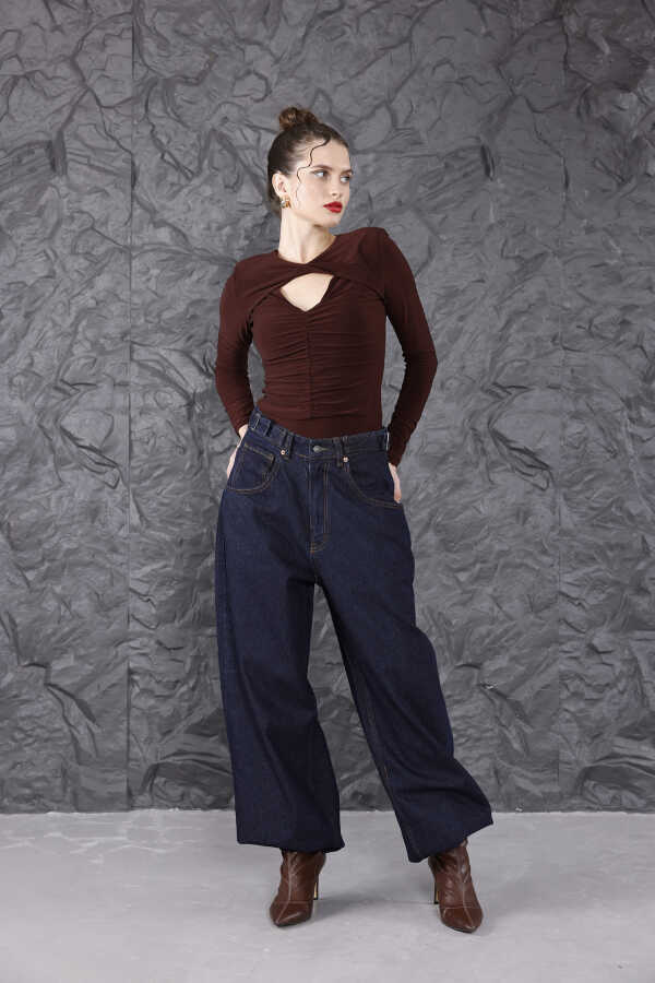 Kadın Mavi Baggy Denim Jeans Pantolon | MSC1016