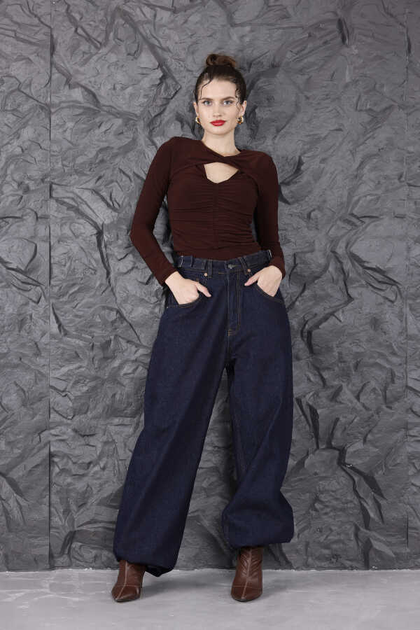 Kadın Mavi Baggy Denim Jeans Pantolon | MSC1016