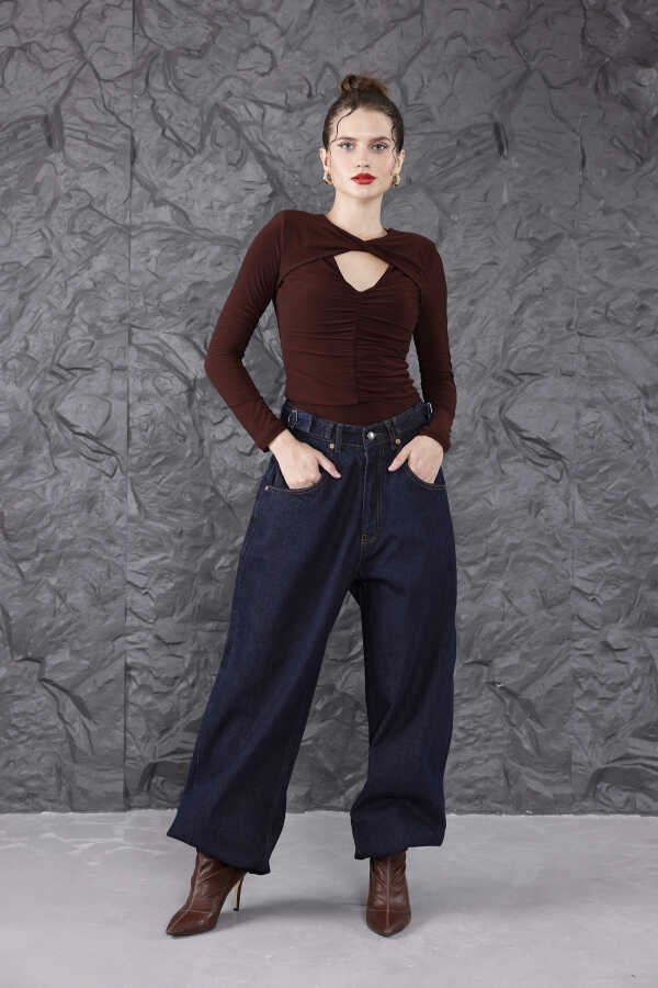 Kadın Mavi Baggy Denim Jeans Pantolon | MSC1016