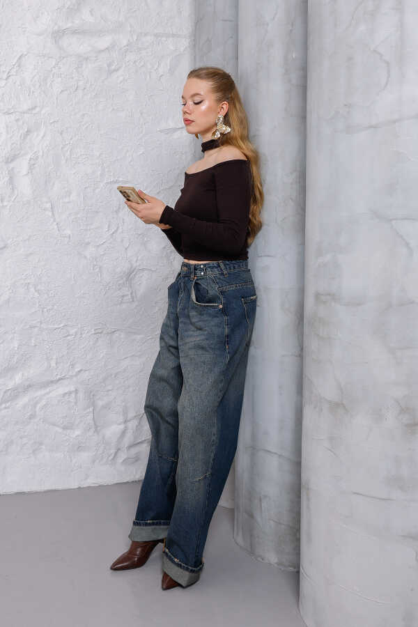 Kadın Mavi Baggy Denim Jeans Pantolon | MSC1005