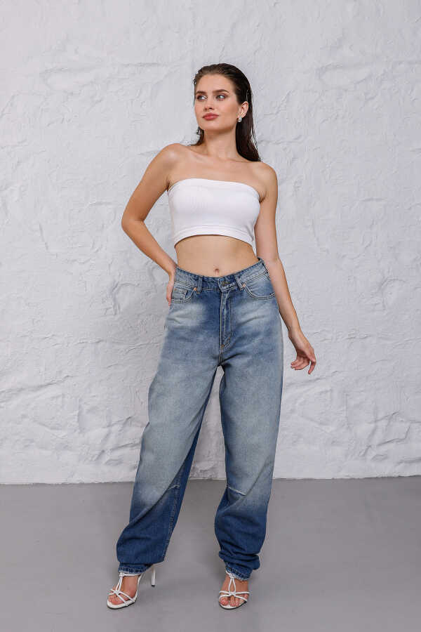 Kadın Mavi Baggy Denim Jeans Pantolon | MSC1012