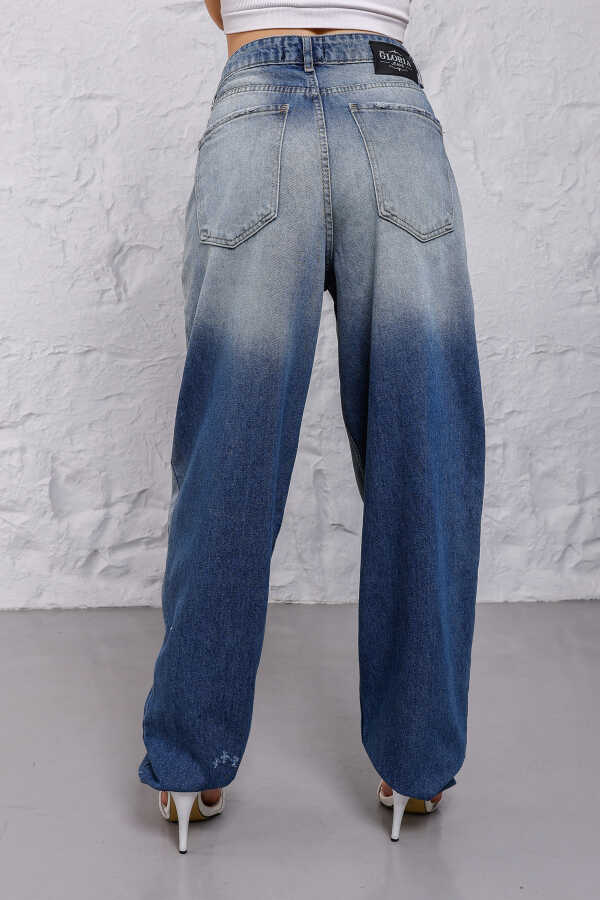 Kadın Mavi Baggy Denim Jeans Pantolon | MSC1012
