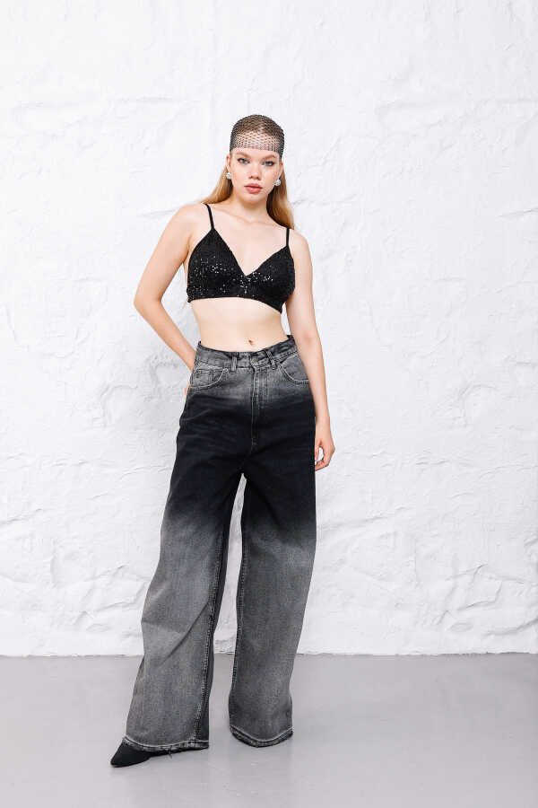 Kadın Siyah Baggy Denim Jeans Pantolon | MSC1008