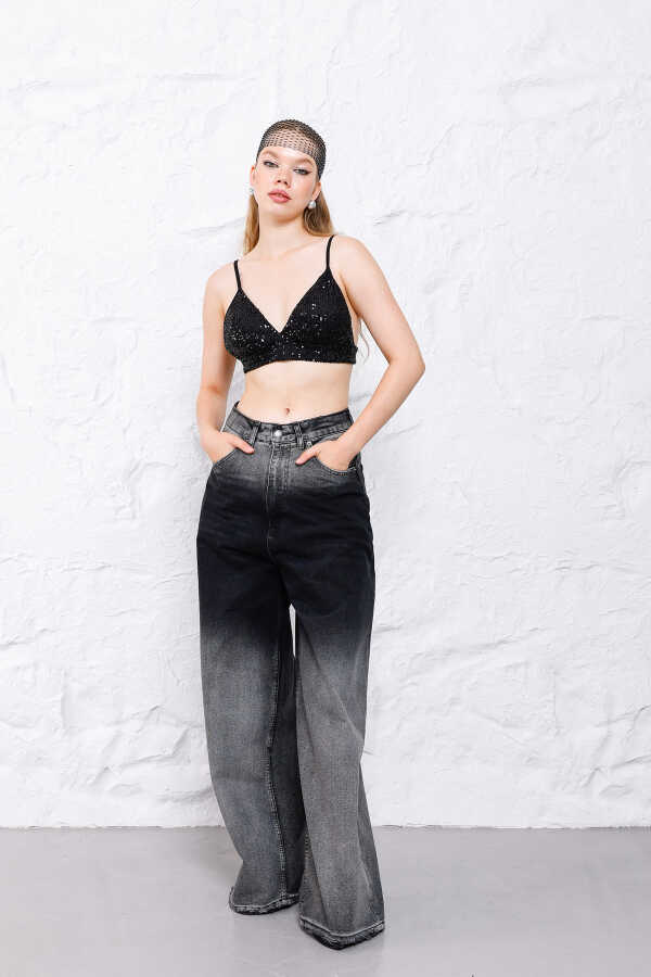 Kadın Siyah Baggy Denim Jeans Pantolon | MSC1008