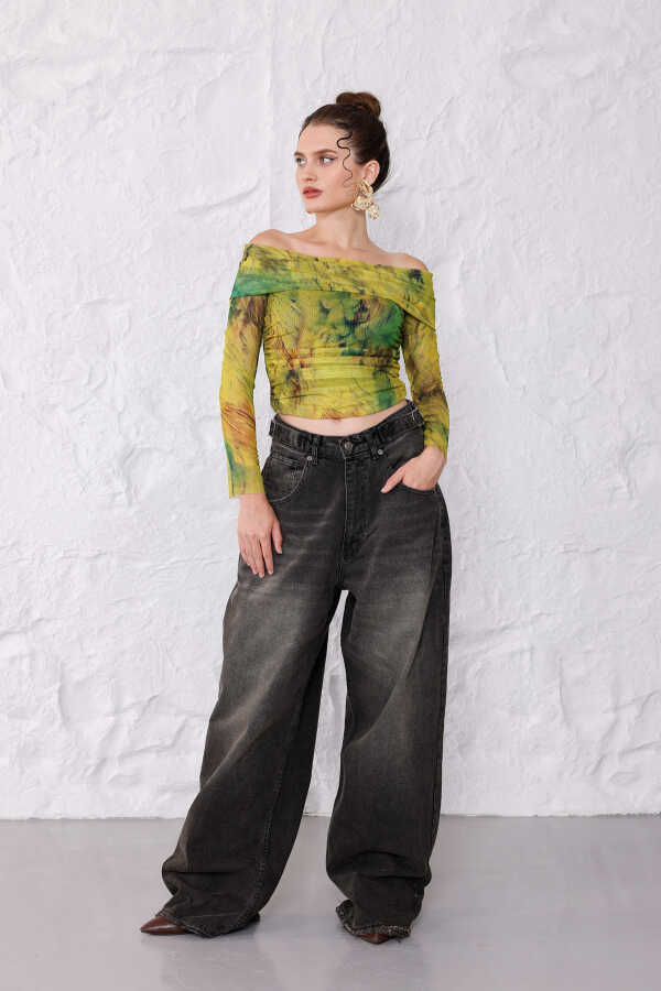 Kadın Siyah Baggy Denim Jeans Pantolon | MSC1004