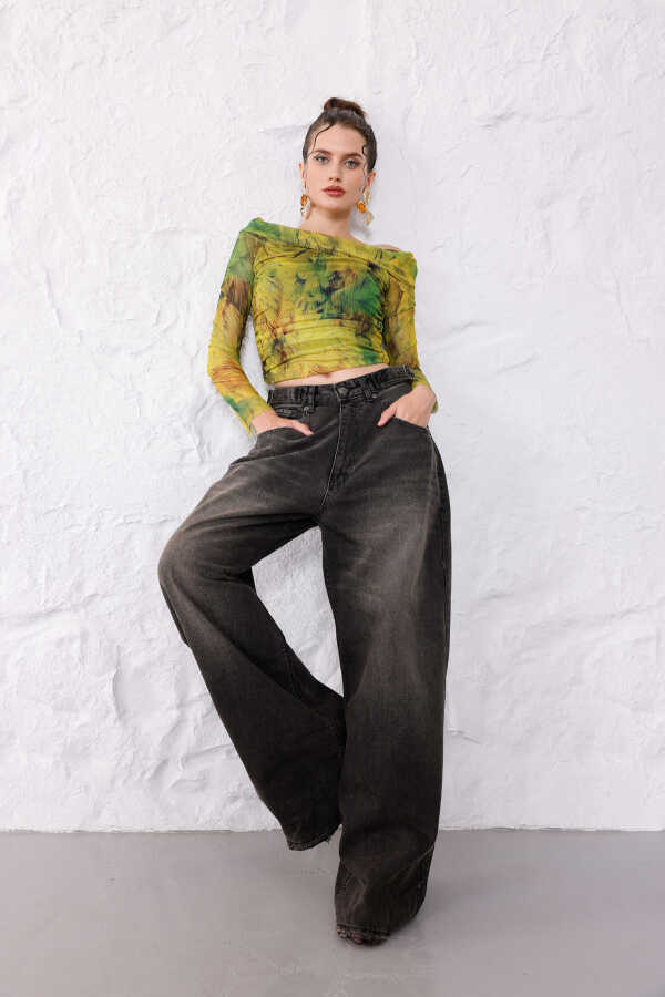 Kadın Siyah Baggy Denim Jeans Pantolon | MSC1004