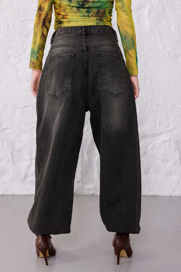 Kadın Siyah Baggy Denim Jeans Pantolon | MSC1004