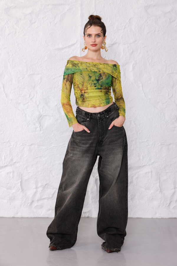 Kadın Siyah Baggy Denim Jeans Pantolon | MSC1004