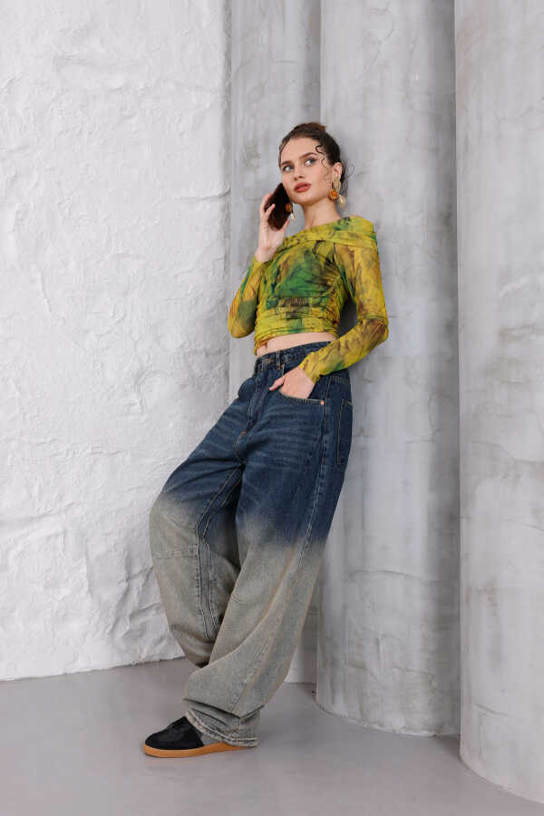 Kadın Mavi Baggy Denim Jeans Pantolon | MSC1011