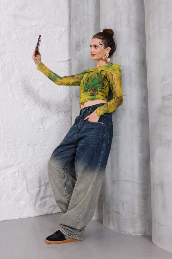 Kadın Mavi Baggy Denim Jeans Pantolon | MSC1011