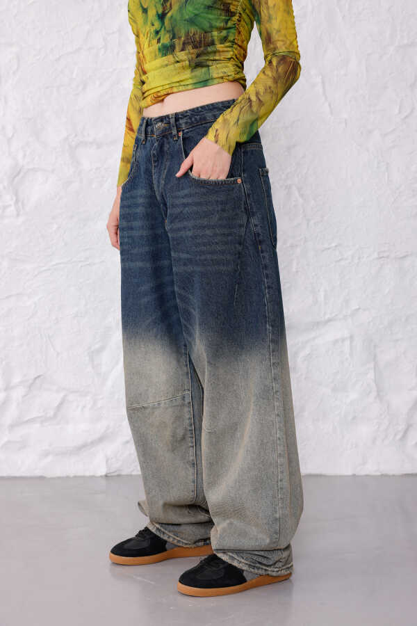 Kadın Mavi Baggy Denim Jeans Pantolon | MSC1011