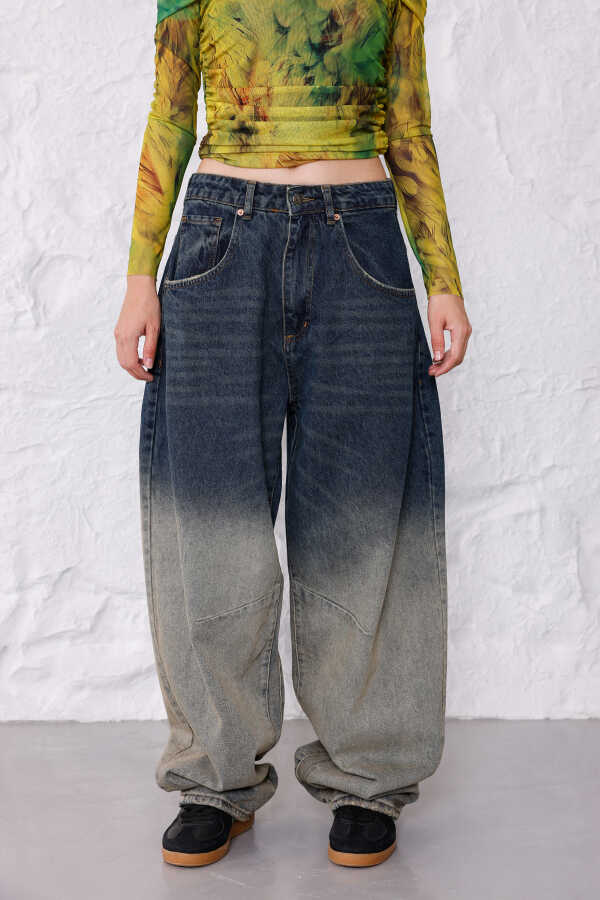 Kadın Mavi Baggy Denim Jeans Pantolon | MSC1011