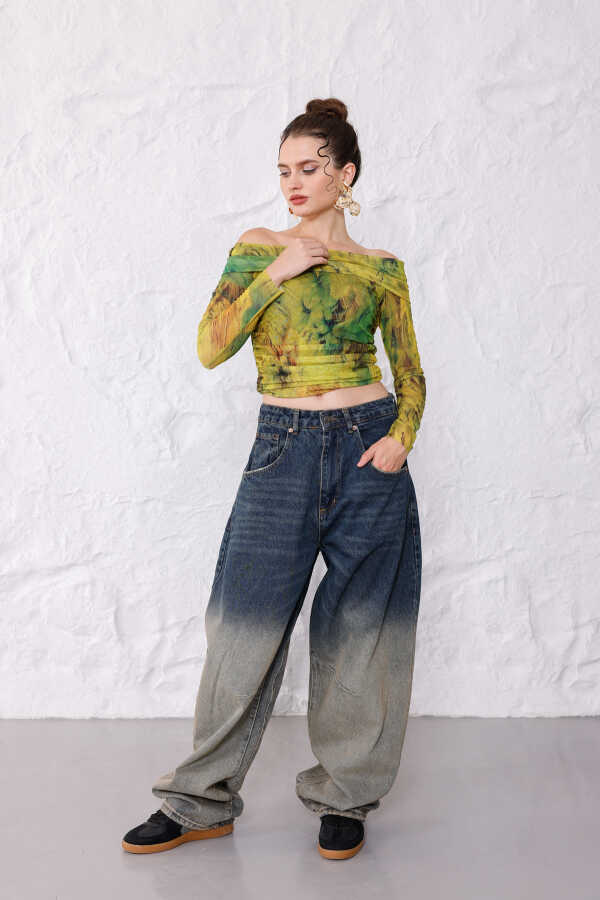 Kadın Mavi Baggy Denim Jeans Pantolon | MSC1011